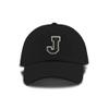 Monogram Letter or Number Baseball Cap Toddler, Youth Kids, and Adult Adjustable Black Hat with White and Black Thread (2-5 Toddler Size, J) view 1