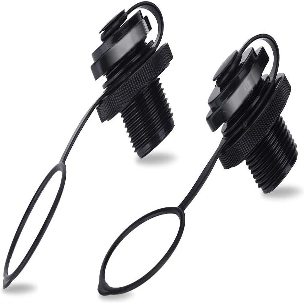 2pcs Inflatable Boat Air Valve, Spiral Air Plugs One way Inflation Replacement Screw Valve for Rubber Dinghy Raft Kayak Pool Boat Airbeds,black