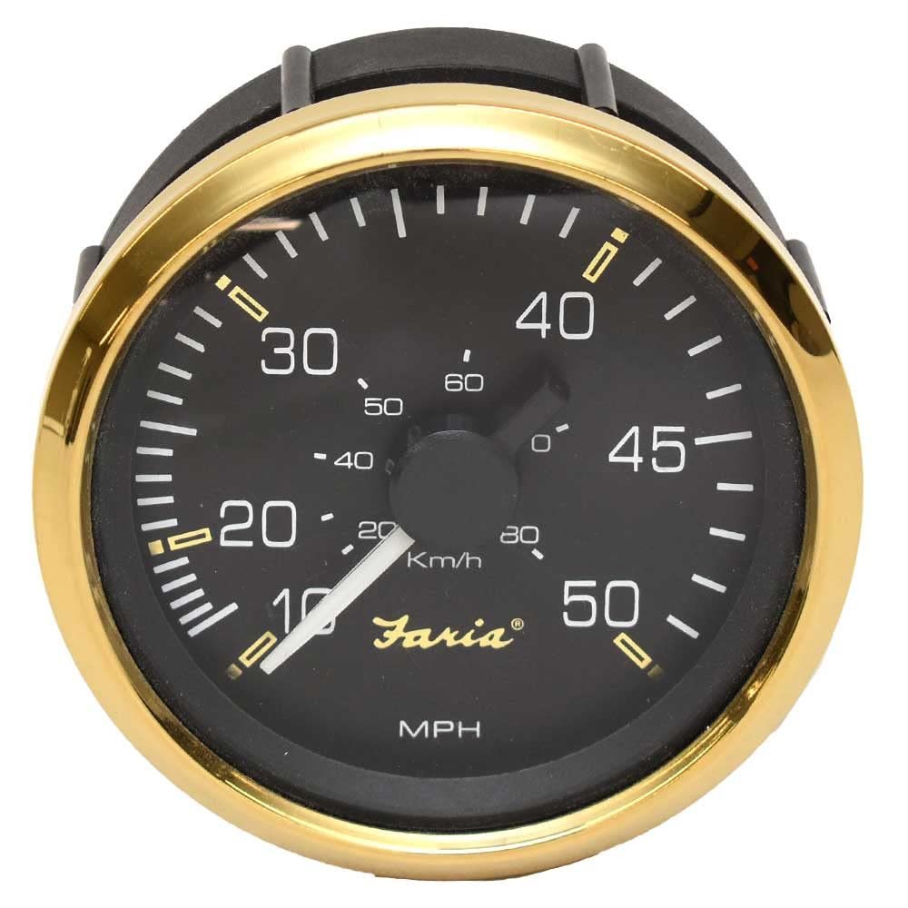Faria Boat Speedometer Gauge SE9580A | 3 1/4 Inch Regal Gold 50 MPH
