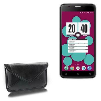BoxWave Case Compatible with RCA Q1 - Elite Leather Messenger Pouch, Synthetic Leather Cover Case Envelope Design - Jet Black