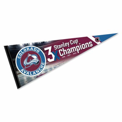 Colorado Avalanche 3 Time Cup Champions Pennant Banner Flag