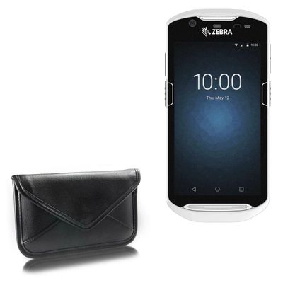 BoxWave Case Compatible with Zebra TC51-HC - Elite Leather Messenger Pouch, Synthetic Leather Cover Case Envelope Design - Jet Black