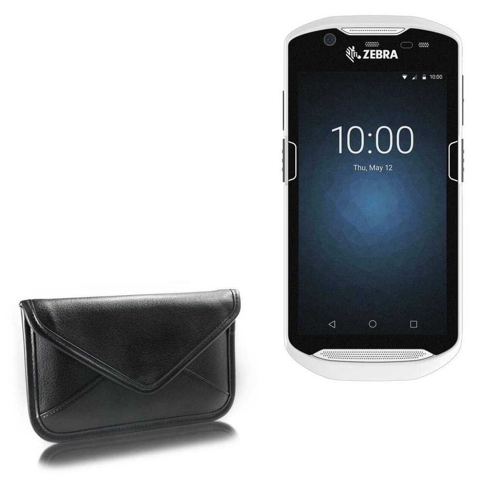 BoxWave Case Compatible with Zebra TC51-HC - Elite Leather Messenger Pouch, Synthetic Leather Cover Case Envelope Design - Jet Black
