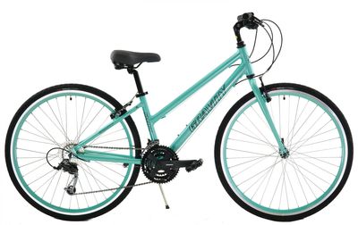 Gravity Swift 24 Dlx24 Super Hybrid Bike 24 Speed Flat Bar Road Bicycle (14 Ladies Stepthru fits Riders 4' 10" to 5' 5", Seafoam)