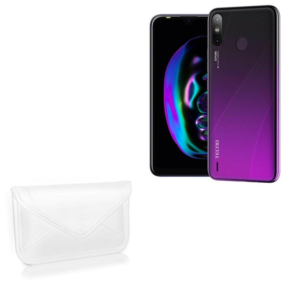BoxWave Case Compatible with Tecno Spark 4 Air - Elite Leather Messenger Pouch, Synthetic Leather Cover Case Envelope Design - Ivory White