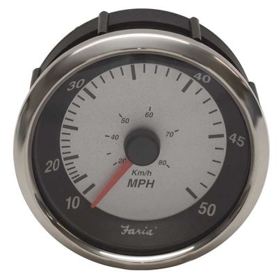 Faria Boat Speedometer Gauge SEK327A | 3 1/4 Inch Black Silver 50 MPH