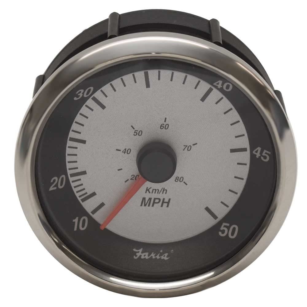 Faria Boat Speedometer Gauge SEK327A | 3 1/4 Inch Black Silver 50 MPH
