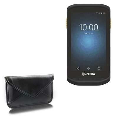 BoxWave Case Compatible with Zebra TC25 - Elite Leather Messenger Pouch, Synthetic Leather Cover Case Envelope Design - Jet Black