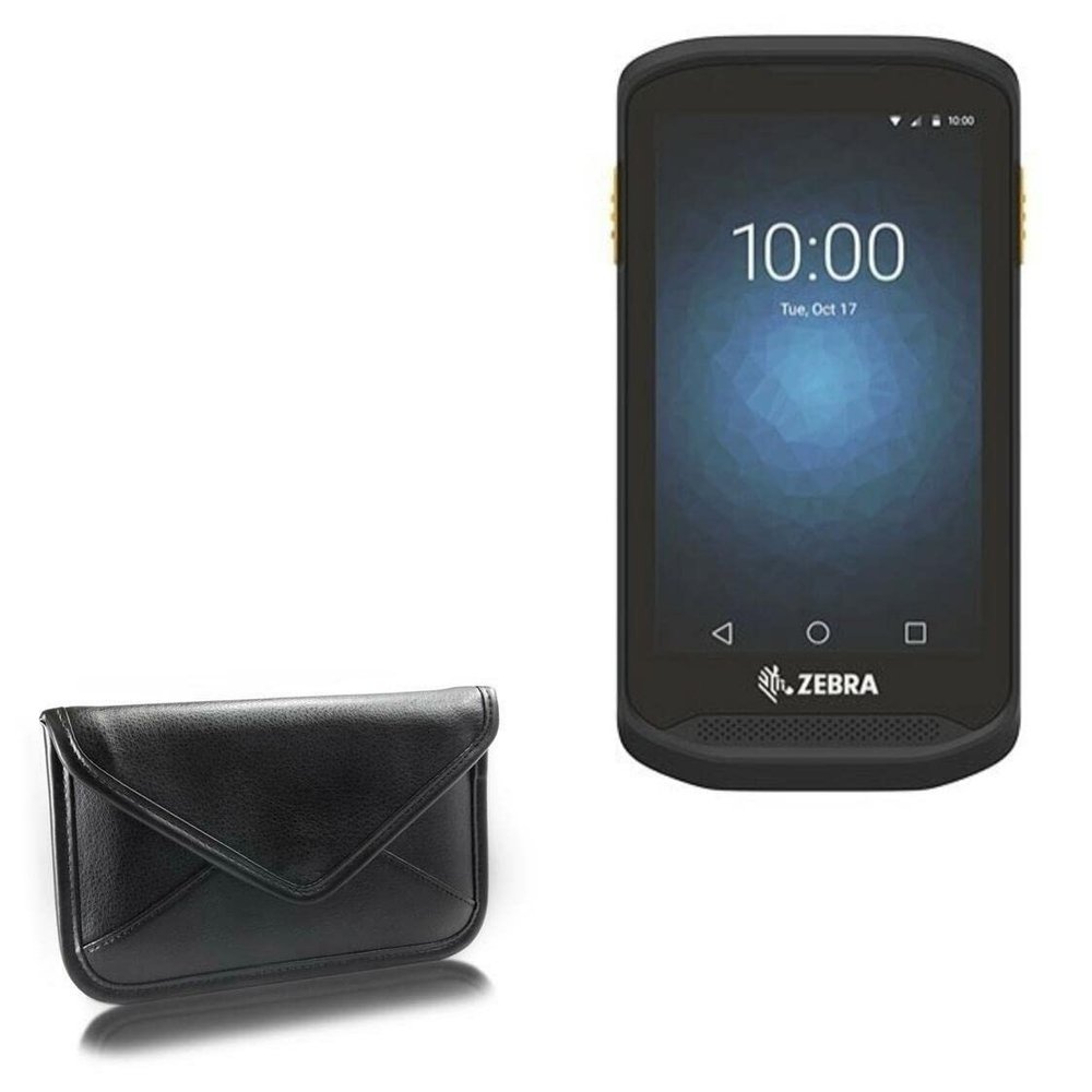 BoxWave Case Compatible with Zebra TC25 - Elite Leather Messenger Pouch, Synthetic Leather Cover Case Envelope Design - Jet Black