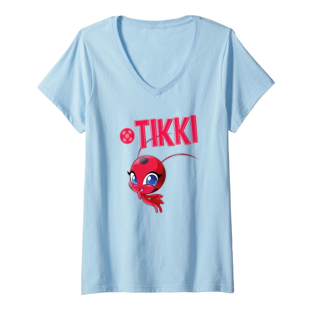 Womens Miraculous Ladybug Kwamis Collection Tikki power V-Neck T-Shirt