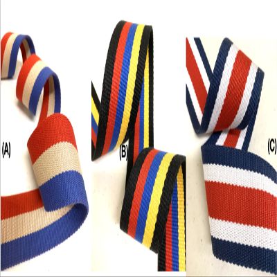 BBTRIMSANDRIBBON 2" Striped Polyester Cotton Webbing - 5 Continuous Yards! Many Colors! ((B))