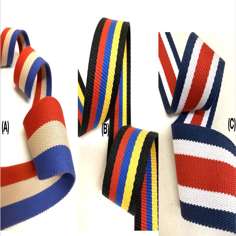 BBTRIMSANDRIBBON 2" Striped Polyester Cotton Webbing - 5 Continuous Yards! Many Colors! ((B))