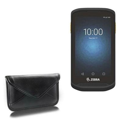 BoxWave Case Compatible with Zebra TC20 - Elite Leather Messenger Pouch, Synthetic Leather Cover Case Envelope Design - Jet Black