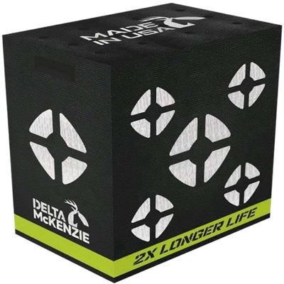 Delta McKenzie Greenline 4-Sided Archery Target - 18"x16"x11" Premium Mo'Foam Block Lasts 2X Longer, Integrated Handles, Made in USA for Compound Bows