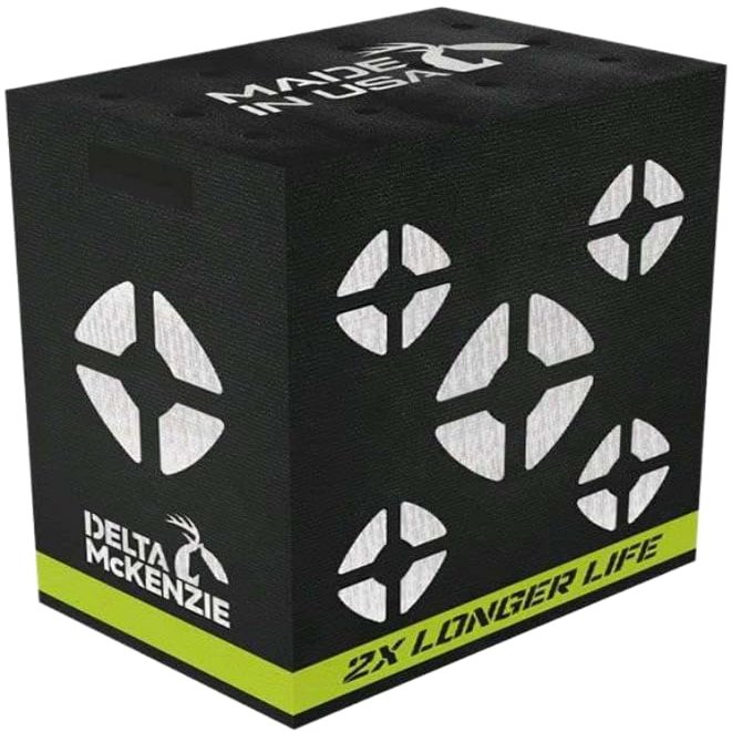 Delta McKenzie Greenline 4-Sided Archery Target - 18"x16"x11" Premium Mo'Foam Block Lasts 2X Longer, Integrated Handles, Made in USA for Compound Bows
