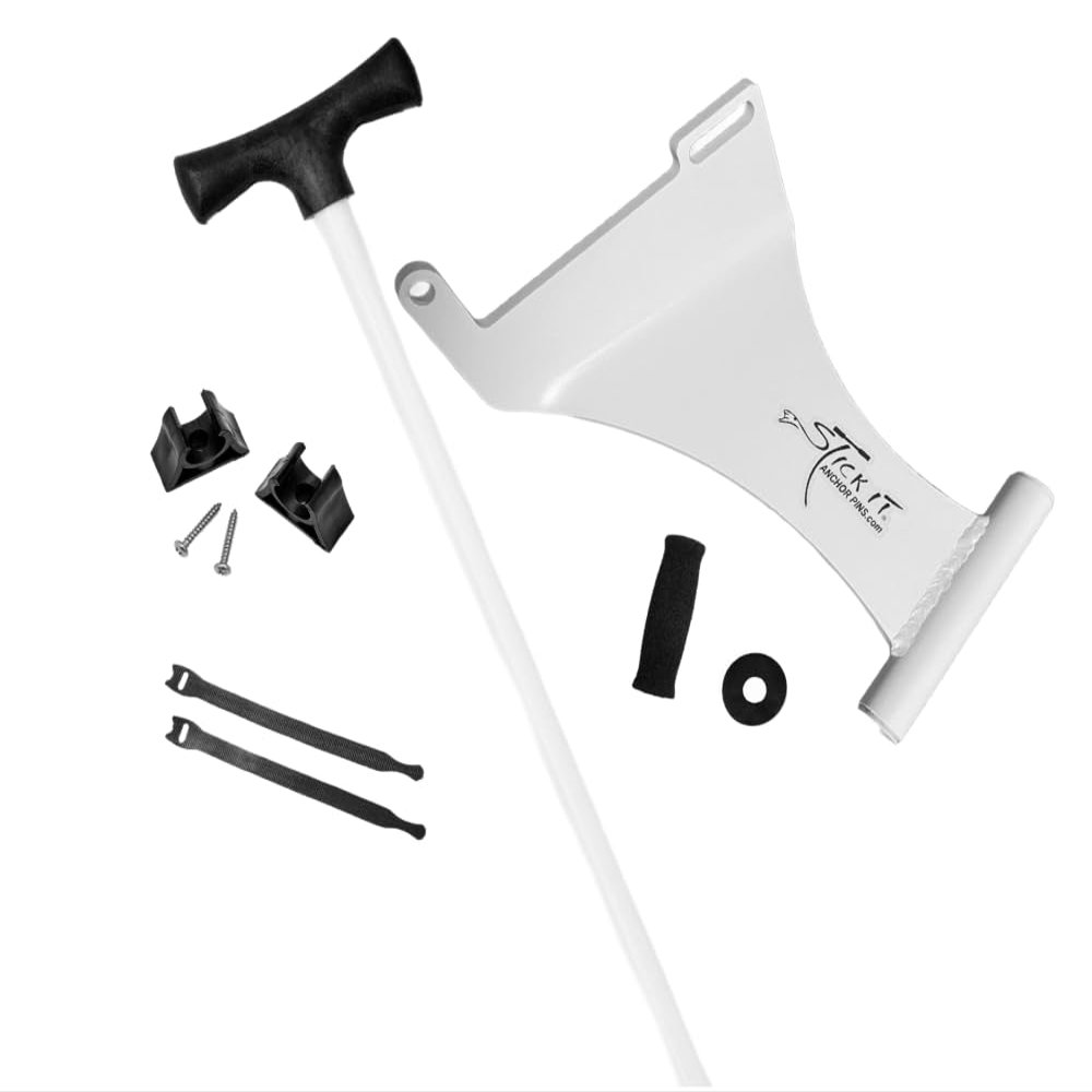 Stick It Anchor Pins for Shallow Water-White Right/Starboard Side Motor Mount System with 8 ' White Pin