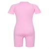 Daenrui Kids Girls Boys One Piece Swimsuit Short Sleeve Water Sports Surfing Bathing Suit Rashguard Swimwear Pink 12-14 Years view 2