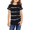Little Girls Casual Short Sleeve T Shirts Crewneck Tunic Tops Kids Button School Clothes for Girls (Black, 4-5 Years) view 1