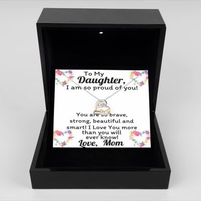 Love Dancing Necklace Luxury Box Mother Daughter Necklace for Women Daughter Graduation Gifts from Mom Mom/Dad Birthday for Teen