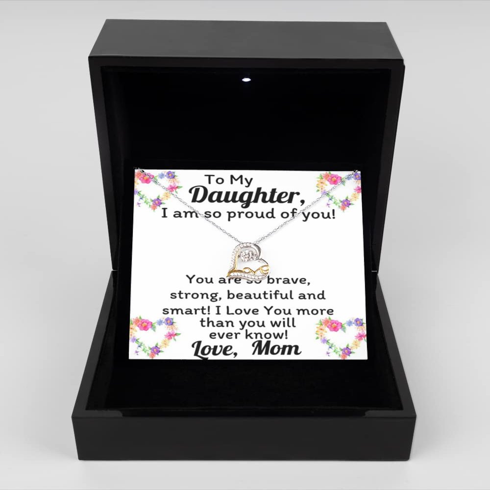 Love Dancing Necklace Luxury Box Mother Daughter Necklace for Women Daughter Graduation Gifts from Mom Mom/Dad Birthday for Teen
