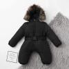 Baby Romper Outerwear Snowsuit Girls Coat Infant Jumpsuit Hooded Jacket Warm Girls Snow Pants Kids (Black, 0-3 Months) view 3