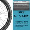 2 Pack 24"x2.125" Inch Cruiser Bike Tires Black Side Wall with 2 Levers Replacement Bicycle Tires view 4