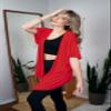 Free to Live 3 Pack Women's Dolman Short Sleeve Cardigan Lightweight Open Front Kimono Dressy Cover Up (Small, Heather Grey, Red, White) view 4