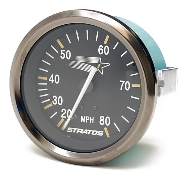 Teleflex Boat Speedometer 63268 | Stratos 3 1/4 Inch Pewter Black