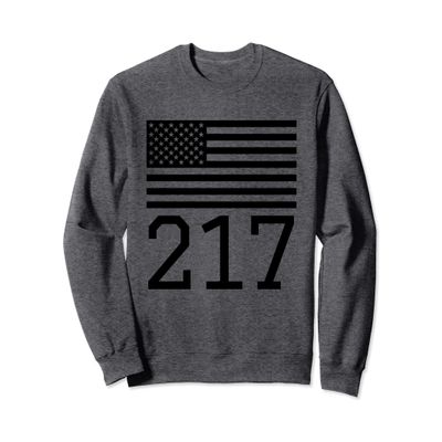 Area Code 217 American Flag USA Springfield Illinois Sweatshirt