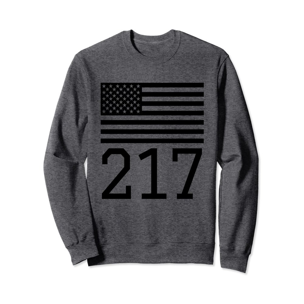Area Code 217 American Flag USA Springfield Illinois Sweatshirt