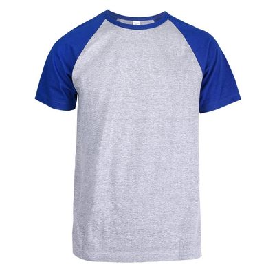 TOP PRO Men's Short Sleeve Baseball Tee Shirt (S, Royal Blue/Heather Grey)
