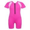 Daenrui Kids Girls Boys One Piece Swimsuit Short Sleeve Water Sports Surfing Bathing Suit Rashguard Swimwear Rose 14-16 Years view 1
