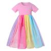 Birthday Rainbow Splice Party Pageant Girls Dresses Princess Gown Kids Girls Clothes for Kids Girls (Pink, 18-24 Months) view 4