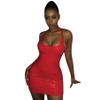 AIBEARTY Women PU Leather Bodycon Dress Sexy Sleeveless Low Cut Back Zipper Elastic Mini Dress Party Club Dresses Red view 3