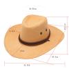 Adult Casual Solid Summer Western Fashion Cowboy Sun Hat Wide Brim Travel Sun Straw Cowboy Hats for (Beige, One Size) view 2