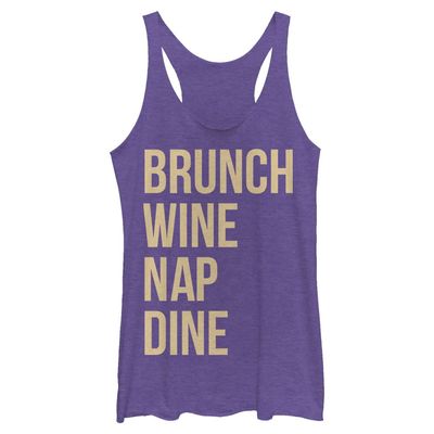 Fifth Sun Chin Up Brunch Dine Women's Racerback Tank Top, Purple Heather, Small