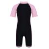 JEEYJOO Kids Girls One Piece Swimwear Short Sleeve Bathing Suit Rash Guard Zip Front Surfing Wetsuit Pink&Black 14 Years view 2