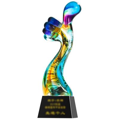 Award Trophies Trophy Cups for Dad Abstract Thumb Winner Trophy Cups, Colorful Glazed Trophy of Honor, Desk Ornament with Pedestal, for Corporate Team (Color : Multi-Colored, Size : 29 * 8cm)