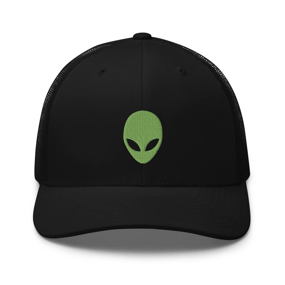 Alien Hat - Alien Stuff, Alien Hats for Men, Space Themed, UFO Hats for Men, Cap UFO, Trucker Hat Mesh Cap Black