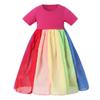 Birthday Rainbow Splice Party Pageant Girls Dresses Princess Gown Kids Girls Clothes for Kids (Hot Pink, 5-6 Years) view 4