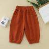Toddler Baby Boys Pull On Cotton Shorts Kids Summer Knee Length Elastic Waist Harem Casual Pants for (Orange, 3-4 Years) view 4