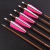 ZSHJGJR 31" Archery Carbon Arrows Spine 340 400 500 600 Hunting Arrows with Removable Tips Natural Feather Targeting Arrows for Compound & Recurve & Traditional Bow 6/12pcs (12, Pink, Spine 500) view 2