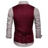 snowshine Mens Suit Vests Formal Business Waistcoat 5 Buttons Slim Fit V Neck Tuxedo Dress Vest for Wedding Party, Wine Color view 4