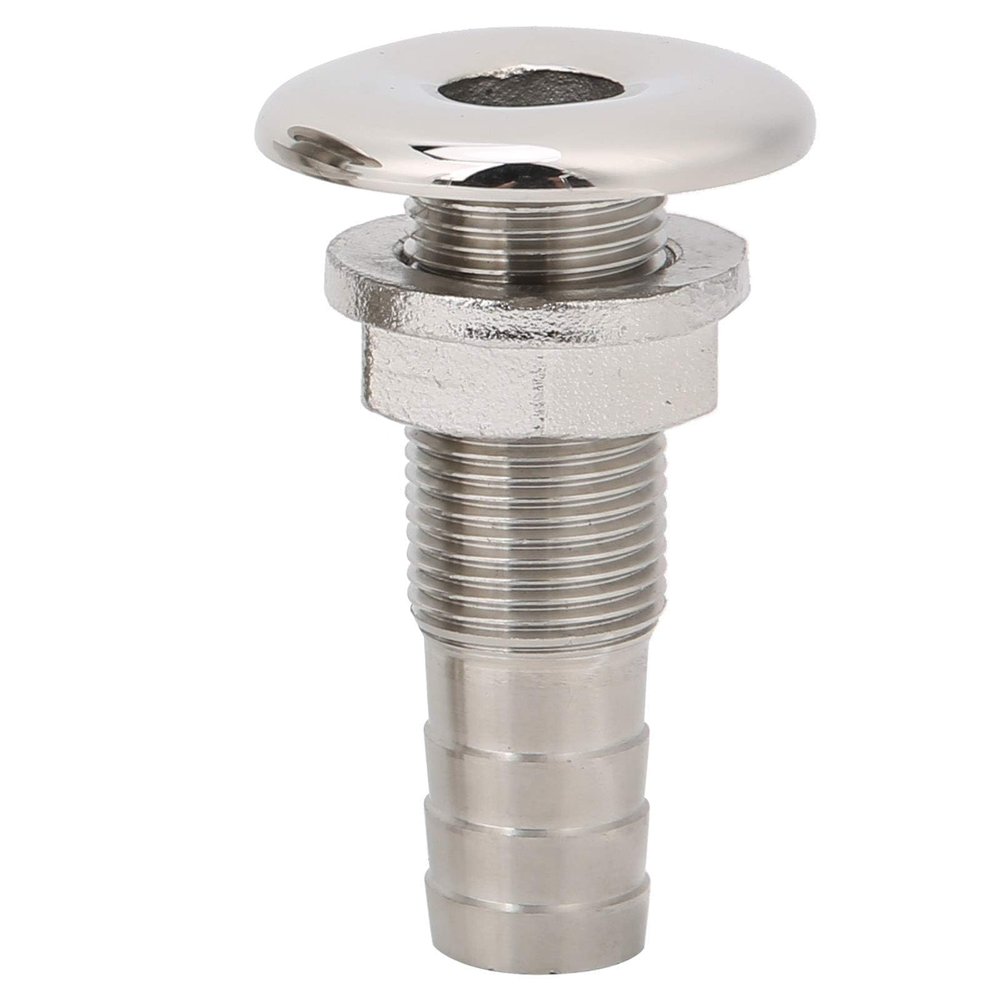 Stainless Steel Straight Thru-Hull Valve Fitting Marine Barbed Hose Thru Drain Connector Plumbing Fittings for 3/8-Inch Interior Diameter Hose Thru-Hull Connection(3/8inch)