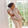 Ekouaer Silk Satin Pajamas Set Women Short Sleeve Sleepwear Soft Button Down Loungewear Pjs Set Champagne Small view 3