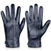 Alepo Genuine Sheepskin Leather Gloves For Men, Winter Warm Touchscreen Texting Cashmere Lined Driving Motorcycle Gloves (Navy-S)