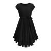 7-12Y Retro Clothes Short Little Solid Ruffles Swing Rockabilly Sleeve Party Vintage Dress Girl (Black, 7-8 Years) view 2