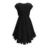 7-12Y Retro Clothes Short Little Solid Ruffles Swing Rockabilly Sleeve Party Vintage Dress Girl (Black, 7-8 Years) view 3