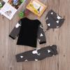 Clothes T-shirt+Pants Tops Boy Outfits Baby Leggings Girl Deer 3pcs Set Boys Outfits&Set 0-24 Months Jacket (Black, 70) view 2
