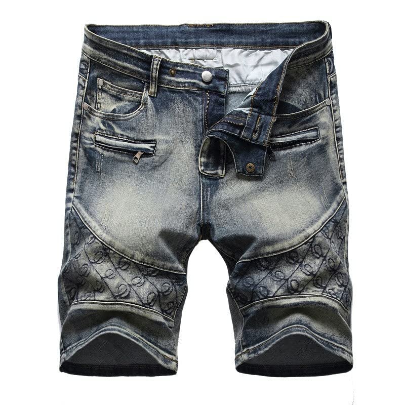 hhaappyy Mens Shorts Casual Ripped Distressed Denim Slim Fit Jean Shorts Summer Fashion Knee Length Short Jeans with Pockets